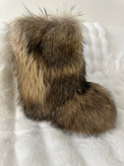 Genuine, Raccoon Fur Boots