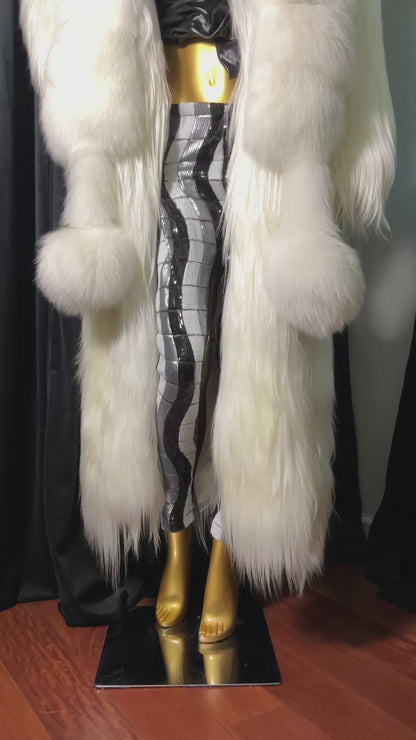 White Full-Length Goat Fur Coat
